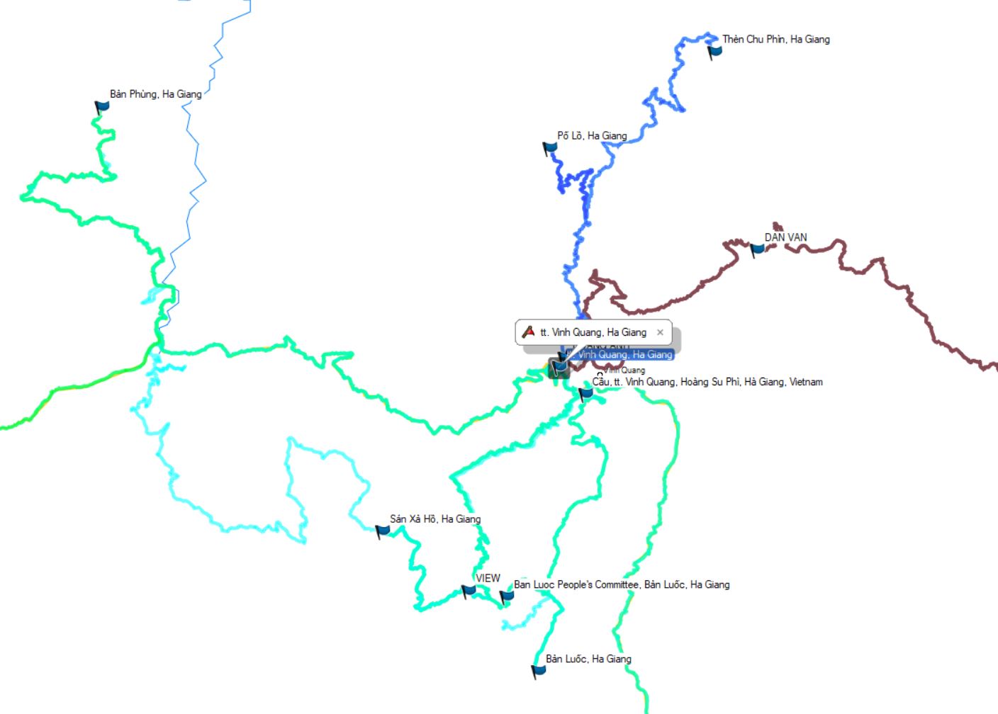 Map of Vinh Quang town in Hoang Su Phi, Ha Giang